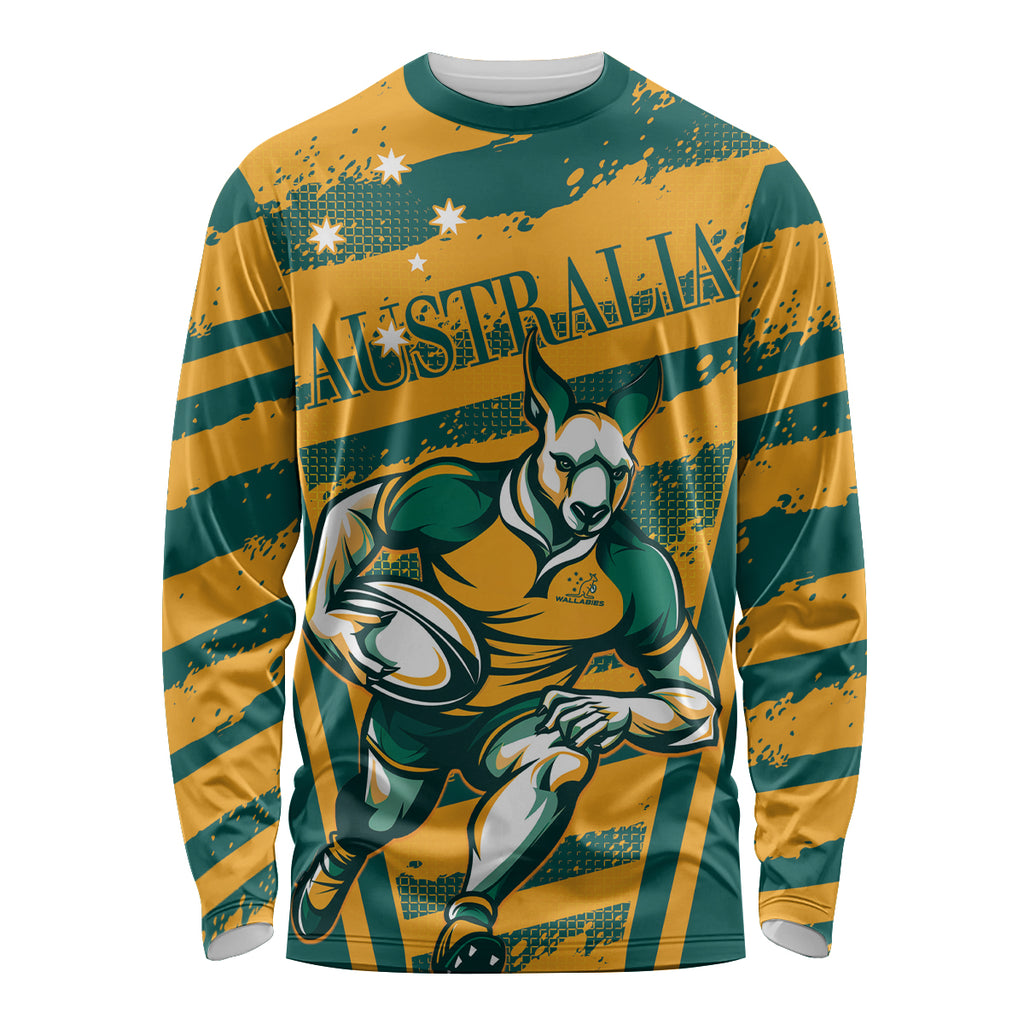 Custom Australia Rugby Long Sleeve Shirt Wallabies Mascots Indigenous Aboriginal Version