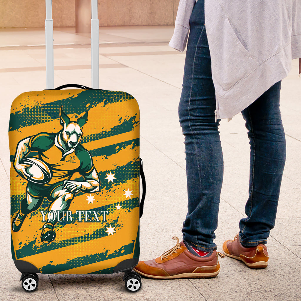Custom Australia Rugby Luggage Cover Wallabies Mascots Indigenous Aboriginal Version