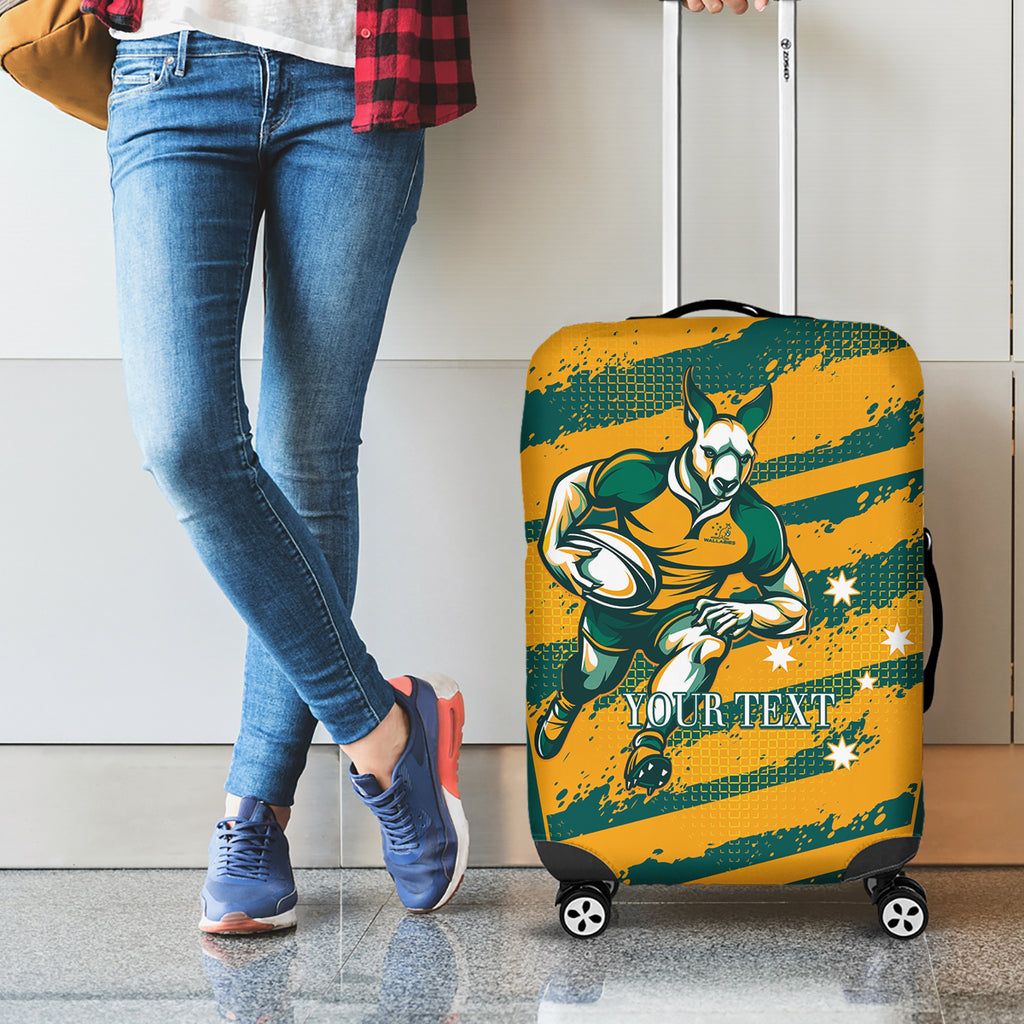Custom Australia Rugby Luggage Cover Wallabies Mascots Indigenous Aboriginal Version