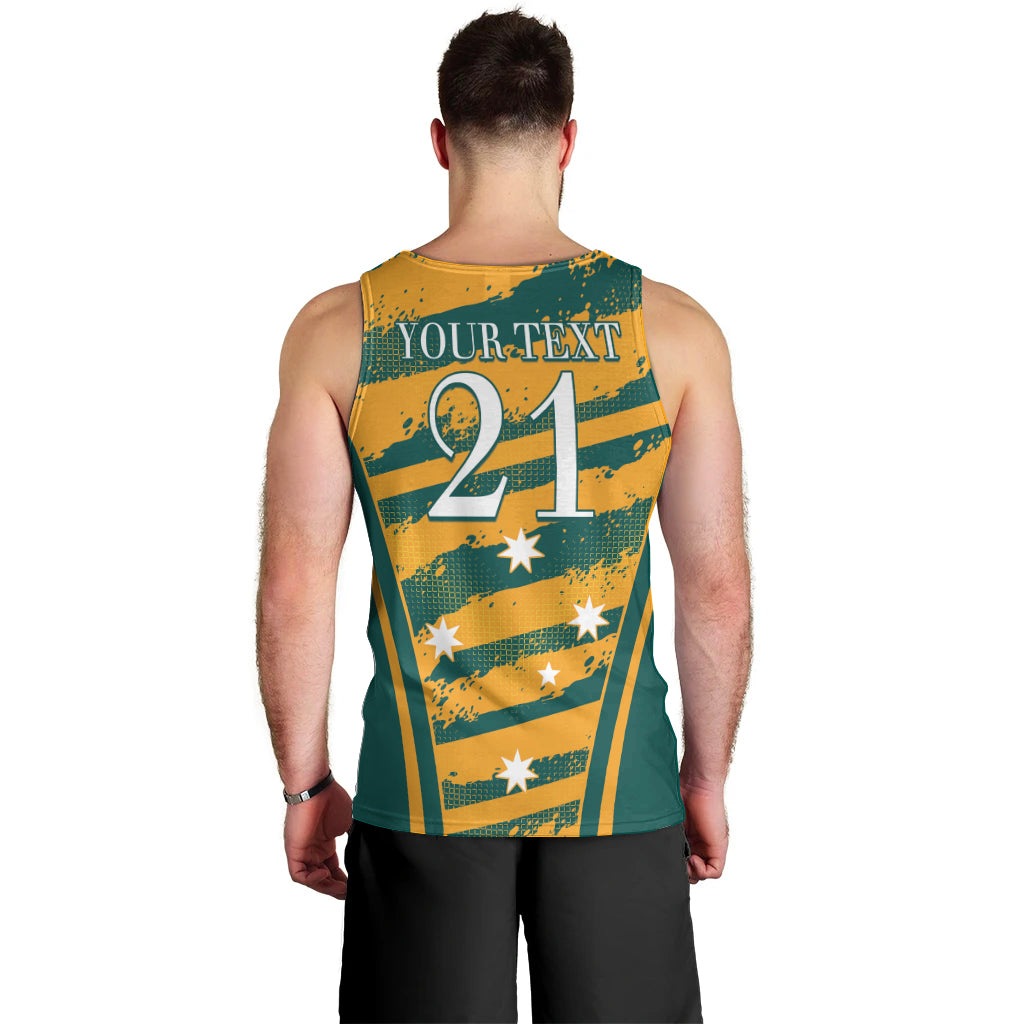 Custom Australia Rugby Men Tank Top Wallabies Mascots Indigenous Aboriginal Version