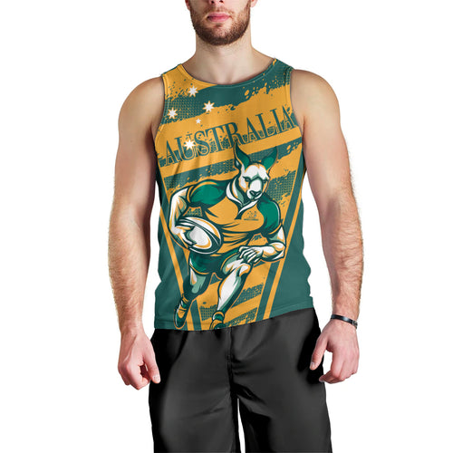 Custom Australia Rugby Men Tank Top Wallabies Mascots Indigenous Aboriginal Version