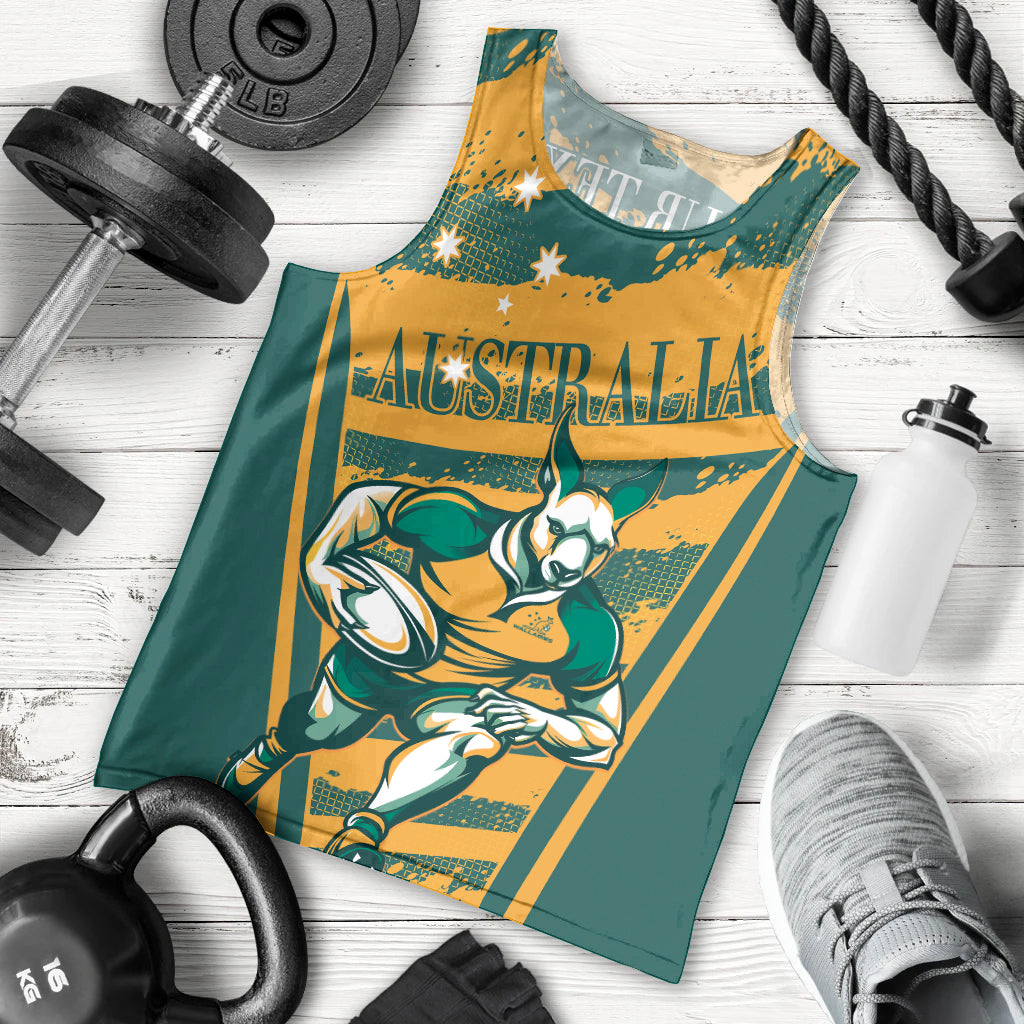 Custom Australia Rugby Men Tank Top Wallabies Mascots Indigenous Aboriginal Version