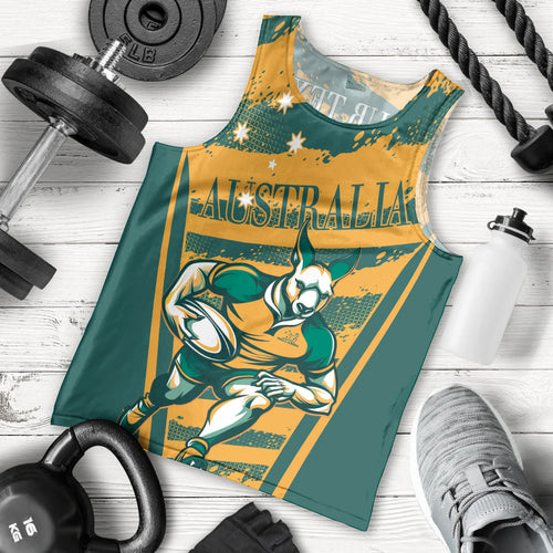 Custom Australia Rugby Men Tank Top Wallabies Mascots Indigenous Aboriginal Version
