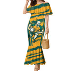 Custom Australia Rugby Mermaid Dress Wallabies Mascots Indigenous Aboriginal Version
