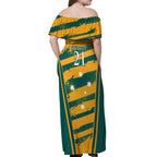 Custom Australia Rugby Off Shoulder Maxi Dress Wallabies Mascots Indigenous Aboriginal Version