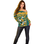 Custom Australia Rugby Off Shoulder Sweater Wallabies Mascots Indigenous Aboriginal Version
