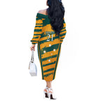 Custom Australia Rugby Off The Shoulder Long Sleeve Dress Wallabies Mascots Indigenous Aboriginal Version