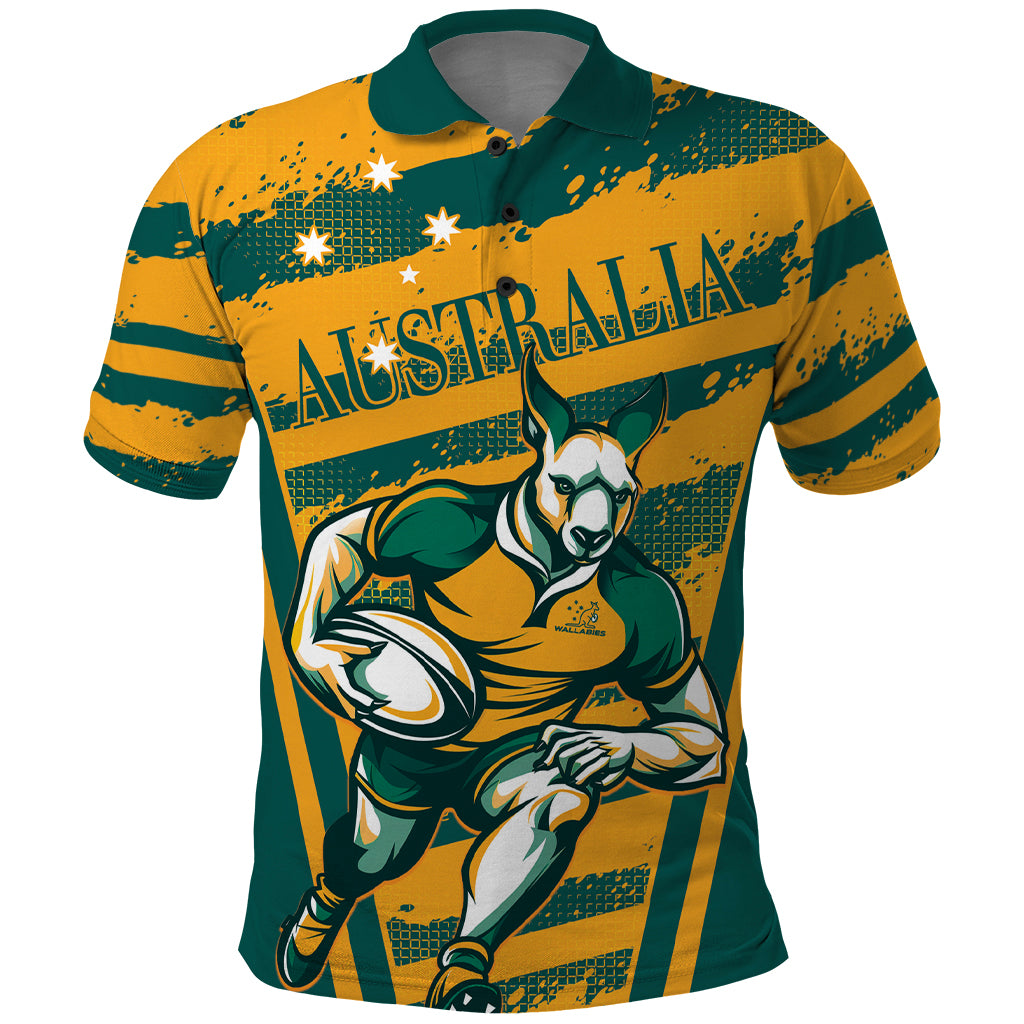 Custom Australia Rugby Polo Shirt Wallabies Mascots Indigenous Aboriginal Version
