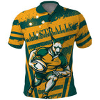 Custom Australia Rugby Polo Shirt Wallabies Mascots Indigenous Aboriginal Version