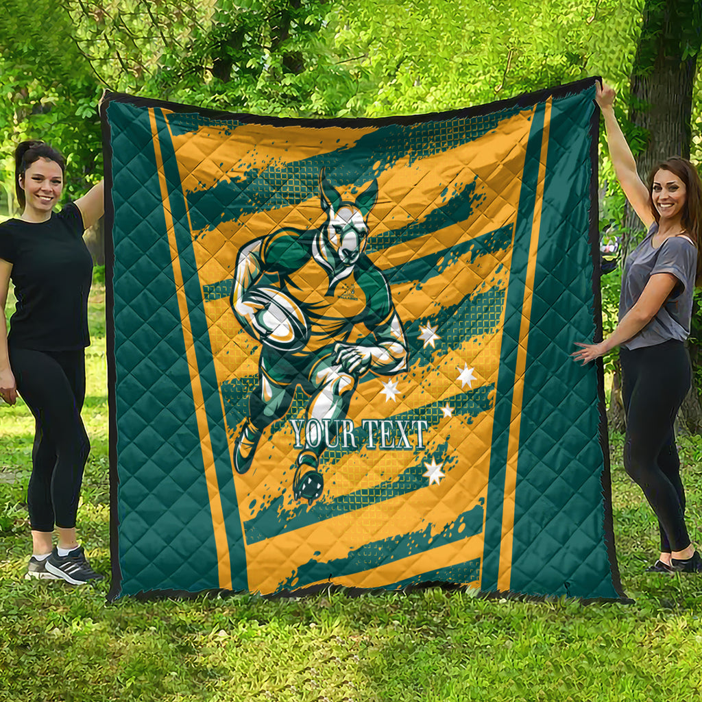 Custom Australia Rugby Quilt Wallabies Mascots Indigenous Aboriginal Version
