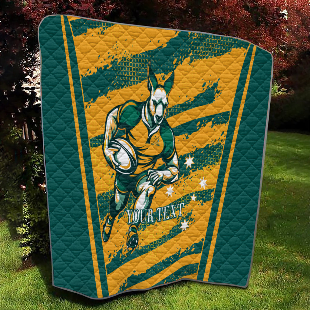 Custom Australia Rugby Quilt Wallabies Mascots Indigenous Aboriginal Version