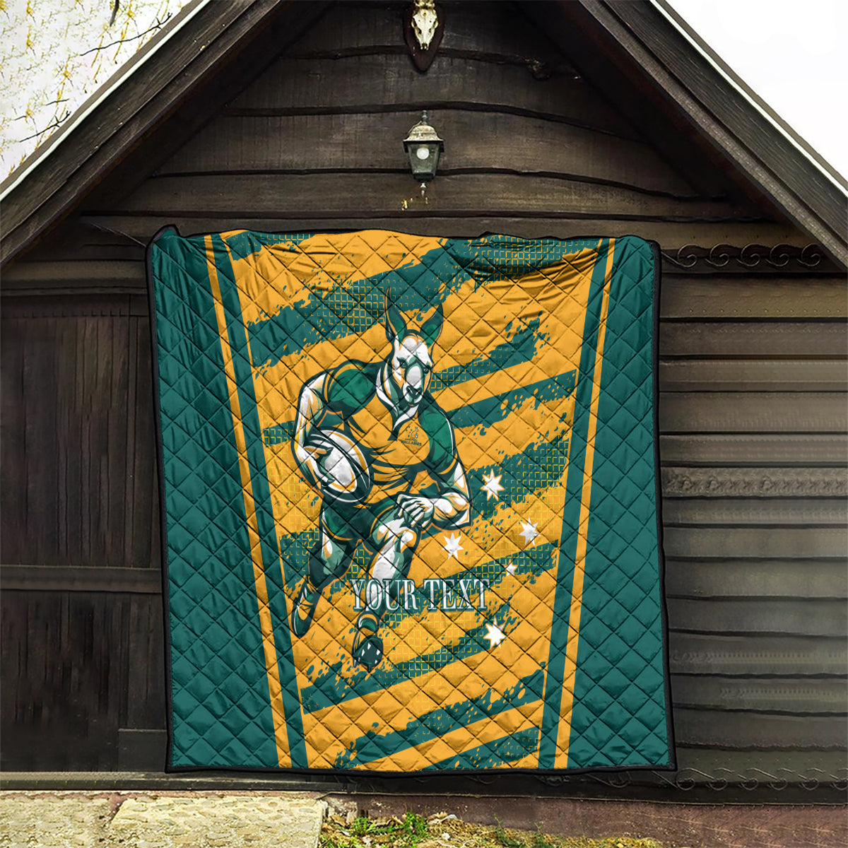 Custom Australia Rugby Quilt Wallabies Mascots Indigenous Aboriginal Version