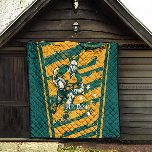 Custom Australia Rugby Quilt Wallabies Mascots Indigenous Aboriginal Version
