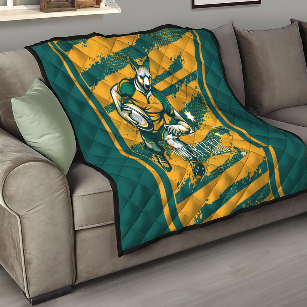 Custom Australia Rugby Quilt Wallabies Mascots Indigenous Aboriginal Version
