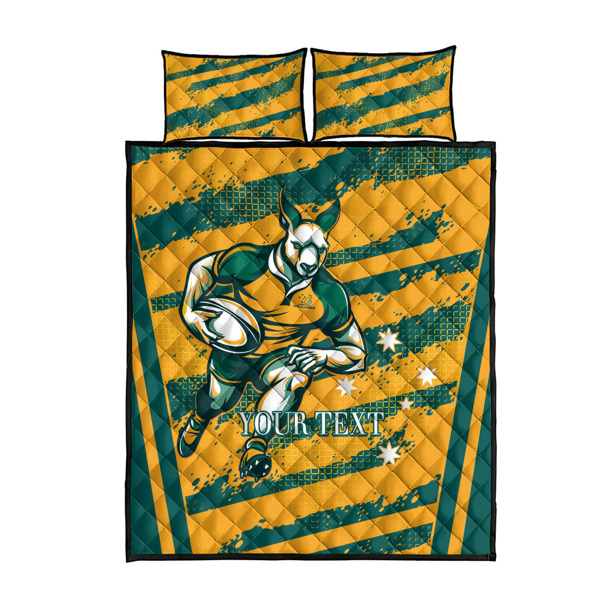 Custom Australia Rugby Quilt Bed Set Wallabies Mascots Indigenous Aboriginal Version