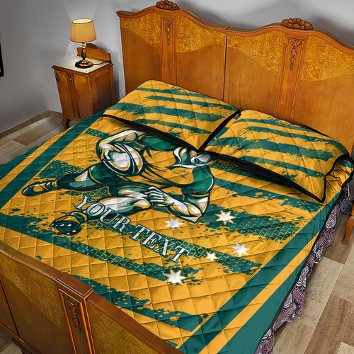 Custom Australia Rugby Quilt Bed Set Wallabies Mascots Indigenous Aboriginal Version