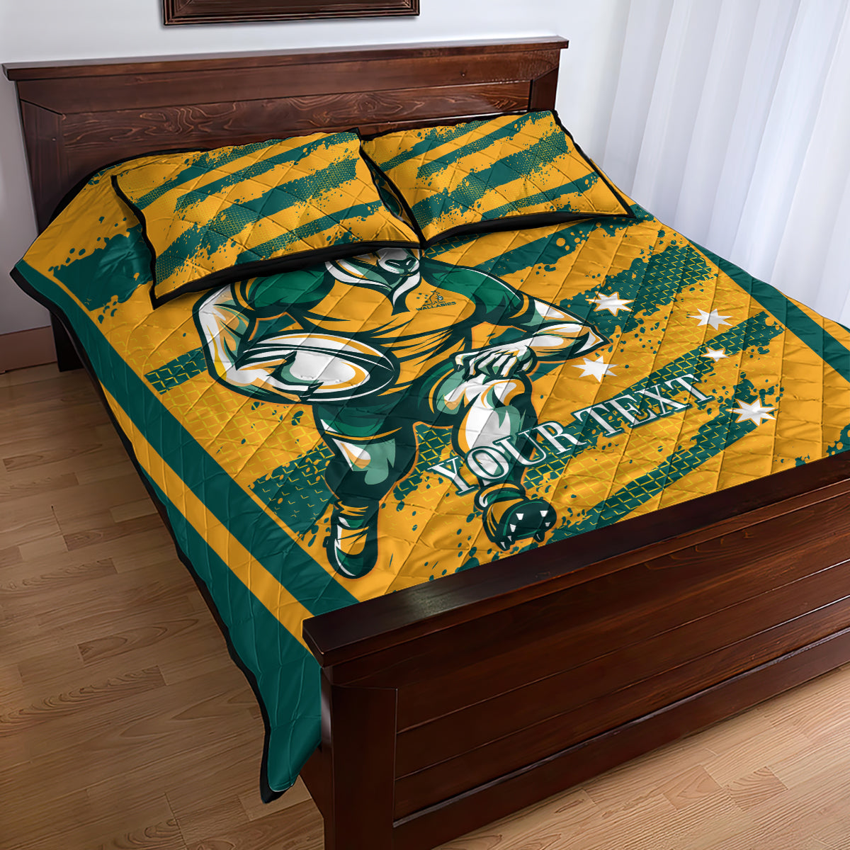 Custom Australia Rugby Quilt Bed Set Wallabies Mascots Indigenous Aboriginal Version