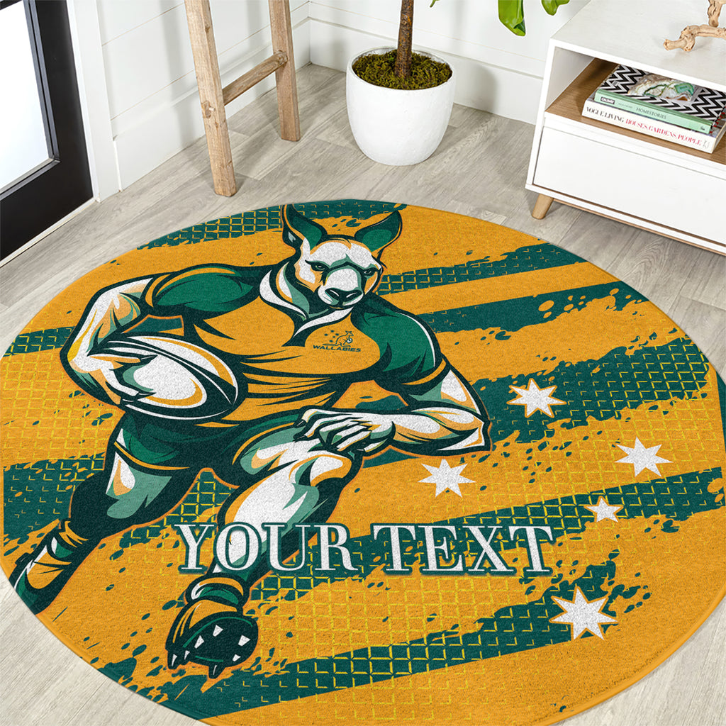 Custom Australia Rugby Round Carpet Wallabies Mascots Indigenous Aboriginal Version