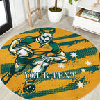 Custom Australia Rugby Round Carpet Wallabies Mascots Indigenous Aboriginal Version