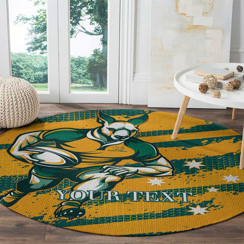 Custom Australia Rugby Round Carpet Wallabies Mascots Indigenous Aboriginal Version
