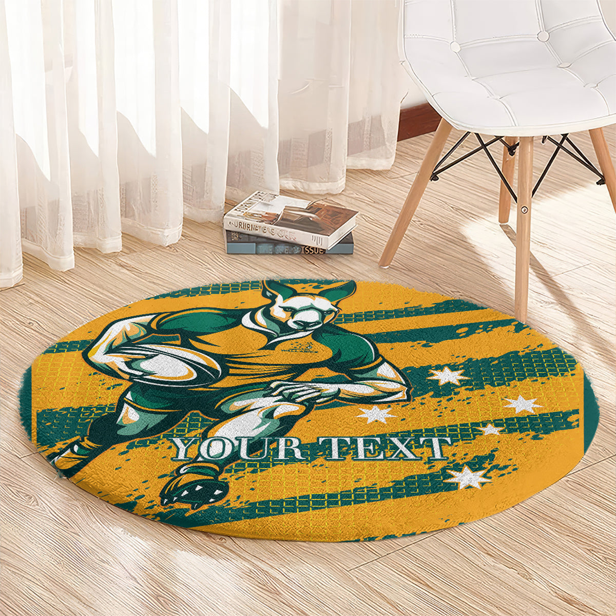 Custom Australia Rugby Round Carpet Wallabies Mascots Indigenous Aboriginal Version