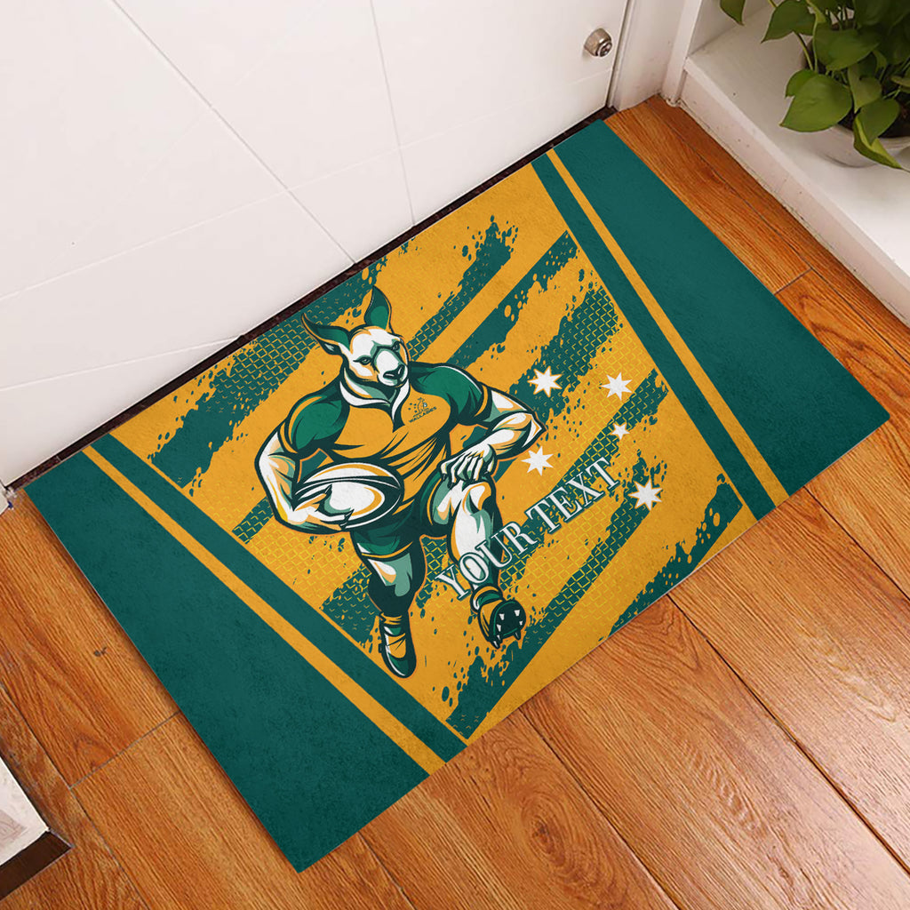 Custom Australia Rugby Rubber Doormat Wallabies Mascots Indigenous Aboriginal Version