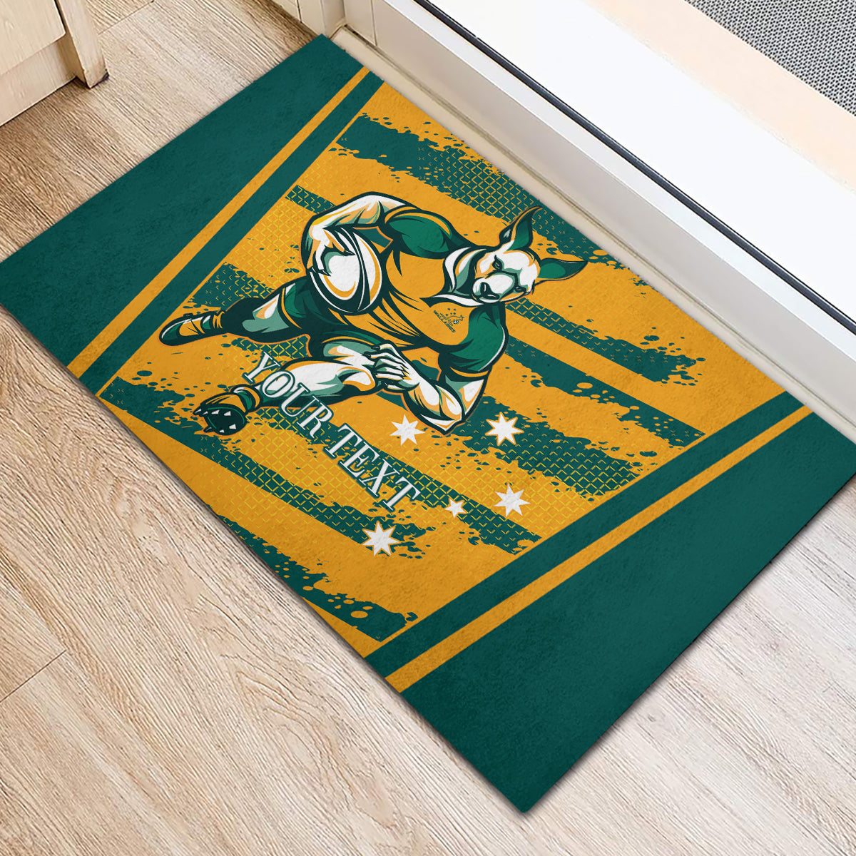 Custom Australia Rugby Rubber Doormat Wallabies Mascots Indigenous Aboriginal Version