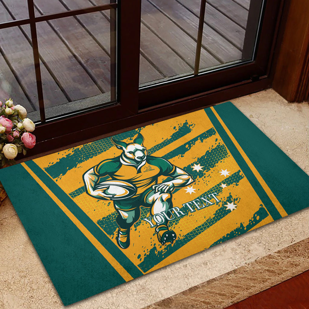 Custom Australia Rugby Rubber Doormat Wallabies Mascots Indigenous Aboriginal Version
