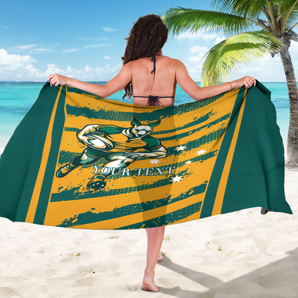 Custom Australia Rugby Sarong Wallabies Mascots Indigenous Aboriginal Version