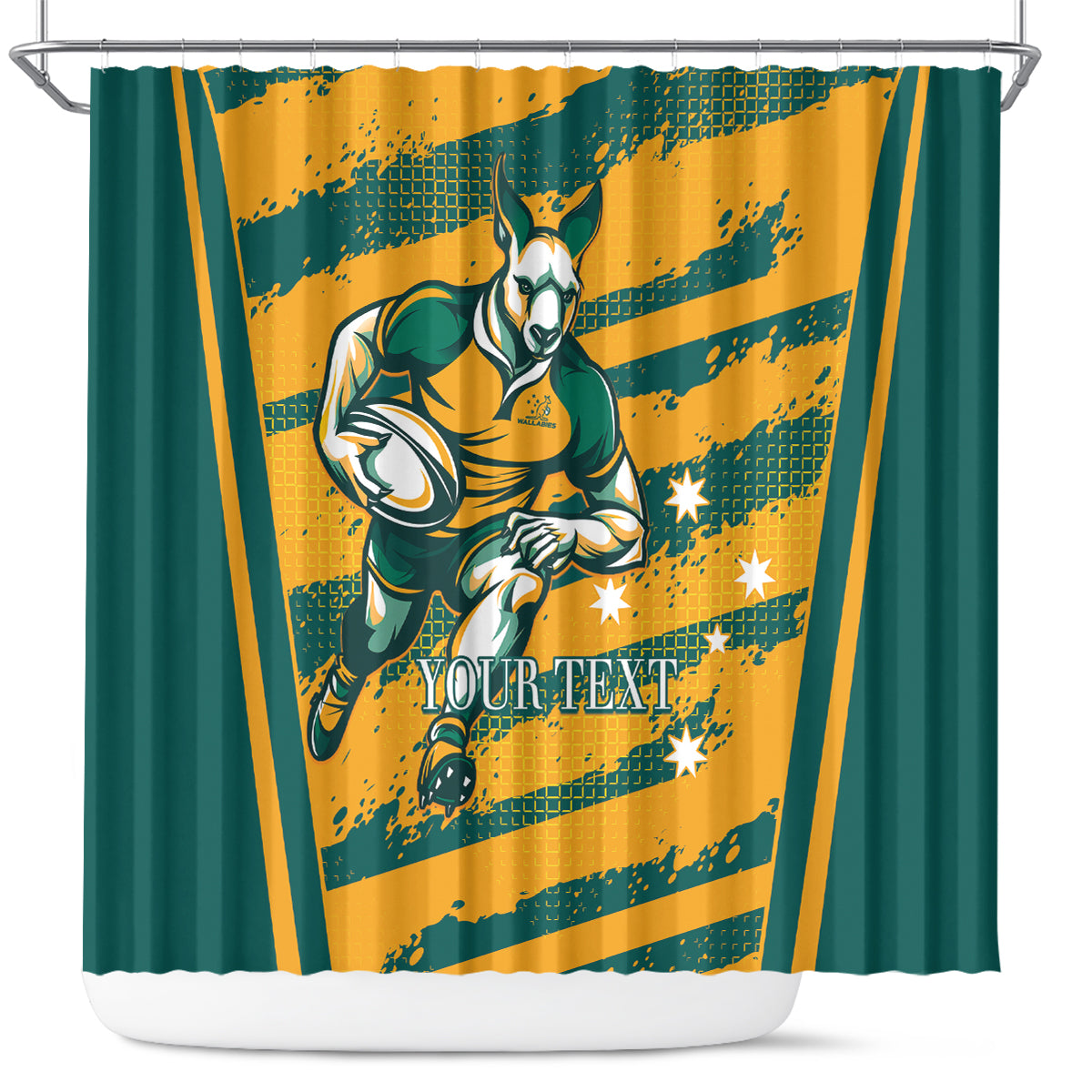 Custom Australia Rugby Shower Curtain Wallabies Mascots Indigenous Aboriginal Version