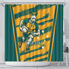 Custom Australia Rugby Shower Curtain Wallabies Mascots Indigenous Aboriginal Version