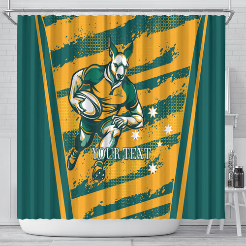 Custom Australia Rugby Shower Curtain Wallabies Mascots Indigenous Aboriginal Version