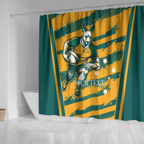 Custom Australia Rugby Shower Curtain Wallabies Mascots Indigenous Aboriginal Version