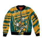Custom Australia Rugby Sleeve Zip Bomber Jacket Wallabies Mascots Indigenous Aboriginal Version