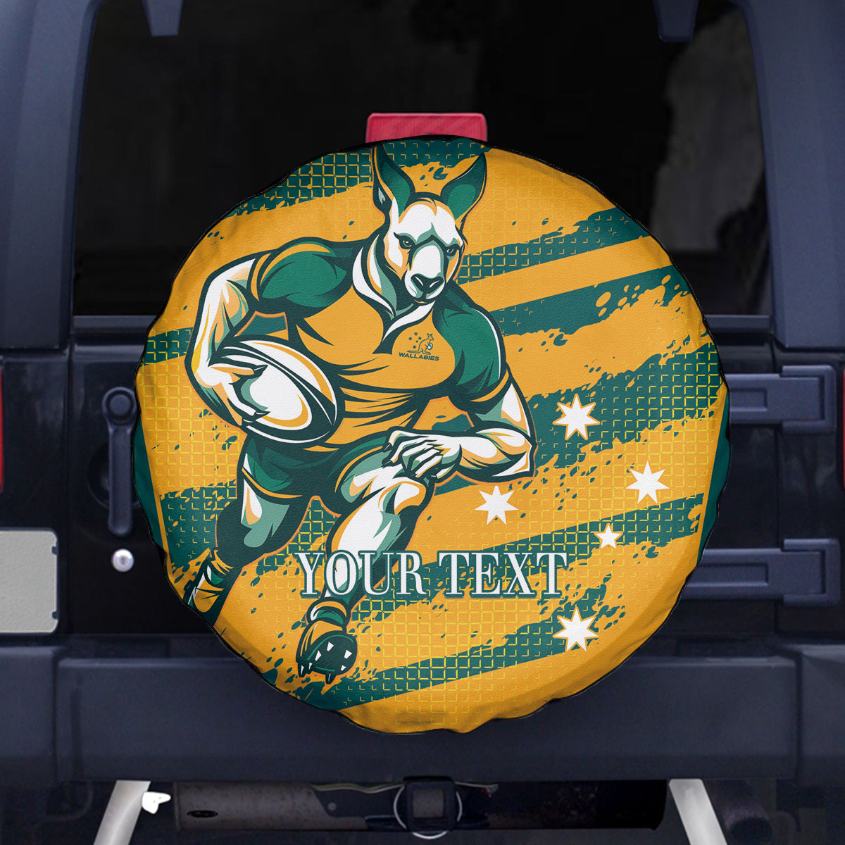 Custom Australia Rugby Spare Tire Cover Wallabies Mascots Indigenous Aboriginal Version