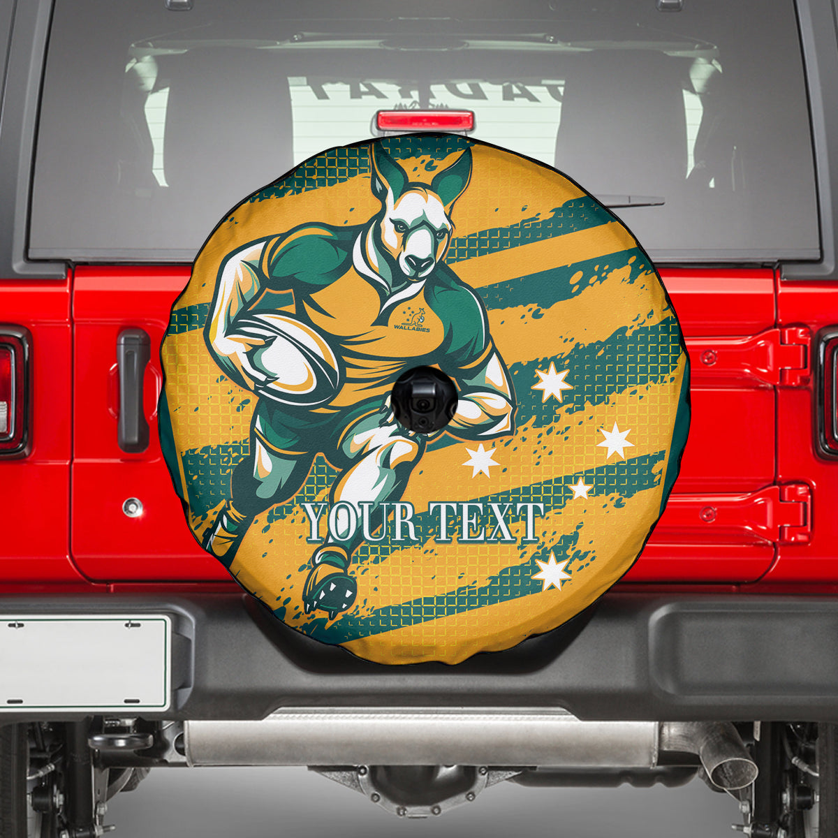 Custom Australia Rugby Spare Tire Cover Wallabies Mascots Indigenous Aboriginal Version