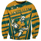 Custom Australia Rugby Sweatshirt Wallabies Mascots Indigenous Aboriginal Version