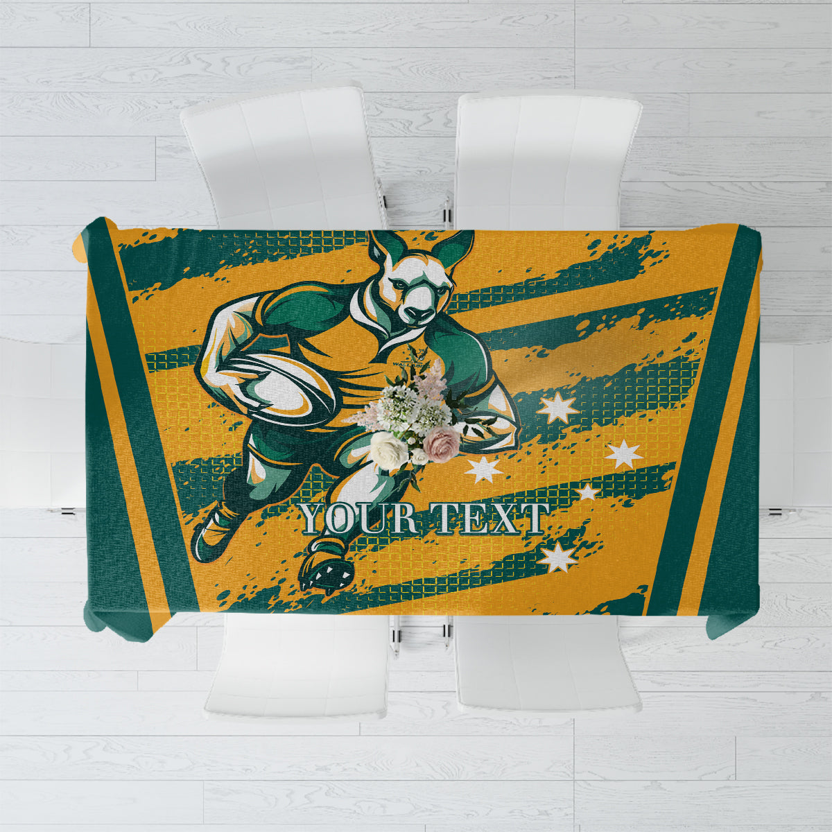 Custom Australia Rugby Tablecloth Wallabies Mascots Indigenous Aboriginal Version