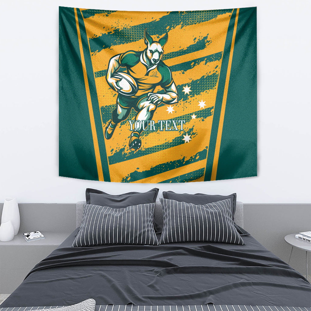 Custom Australia Rugby Tapestry Wallabies Mascots Indigenous Aboriginal Version