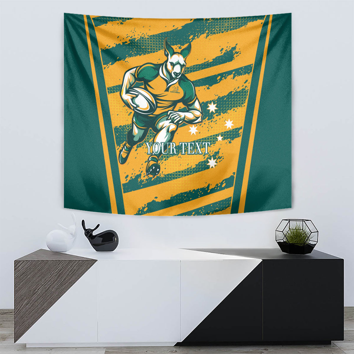 Custom Australia Rugby Tapestry Wallabies Mascots Indigenous Aboriginal Version
