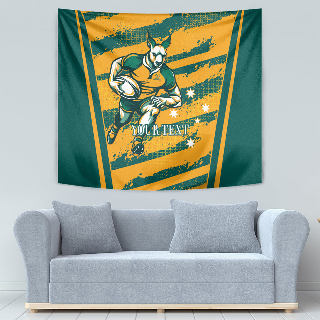 Custom Australia Rugby Tapestry Wallabies Mascots Indigenous Aboriginal Version