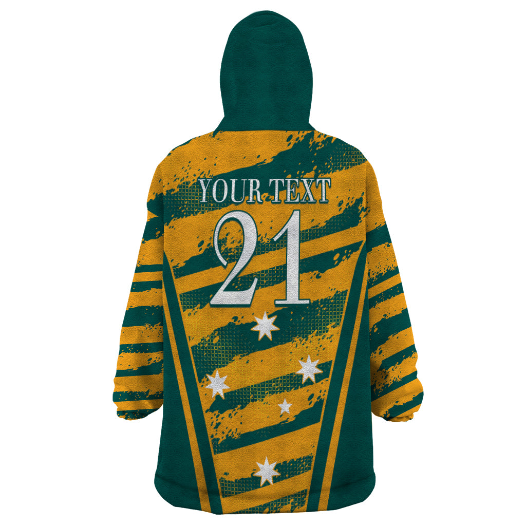 Custom Australia Rugby Wearable Blanket Hoodie Wallabies Mascots Indigenous Aboriginal Version