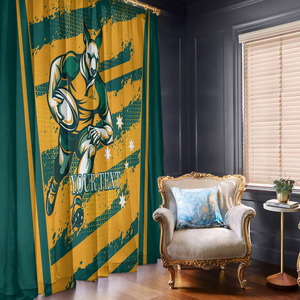 Custom Australia Rugby Window Curtain Wallabies Mascots Indigenous Aboriginal Version