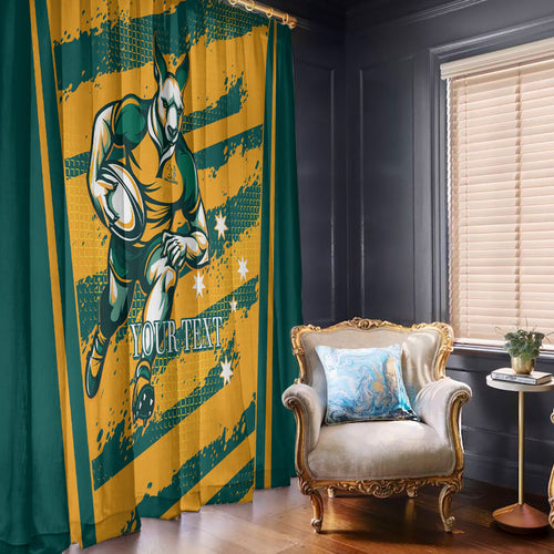 Custom Australia Rugby Window Curtain Wallabies Mascots Indigenous Aboriginal Version