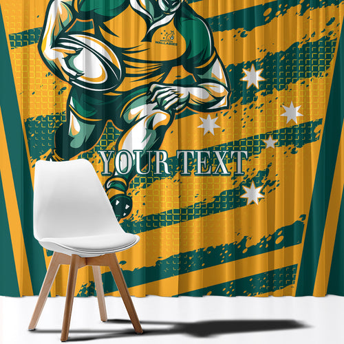Custom Australia Rugby Window Curtain Wallabies Mascots Indigenous Aboriginal Version