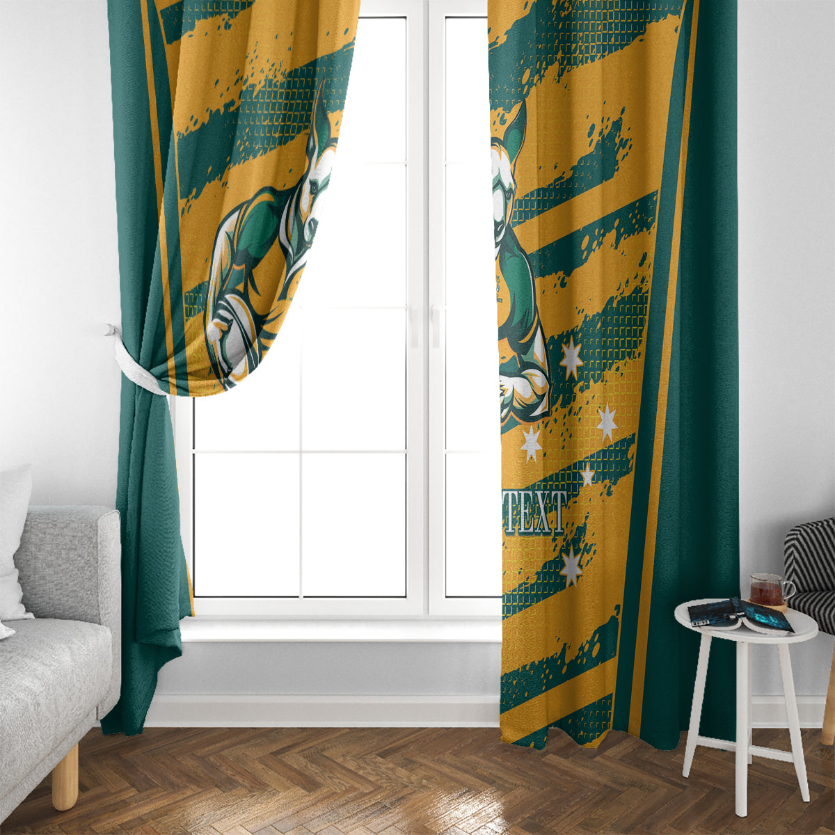 Custom Australia Rugby Window Curtain Wallabies Mascots Indigenous Aboriginal Version