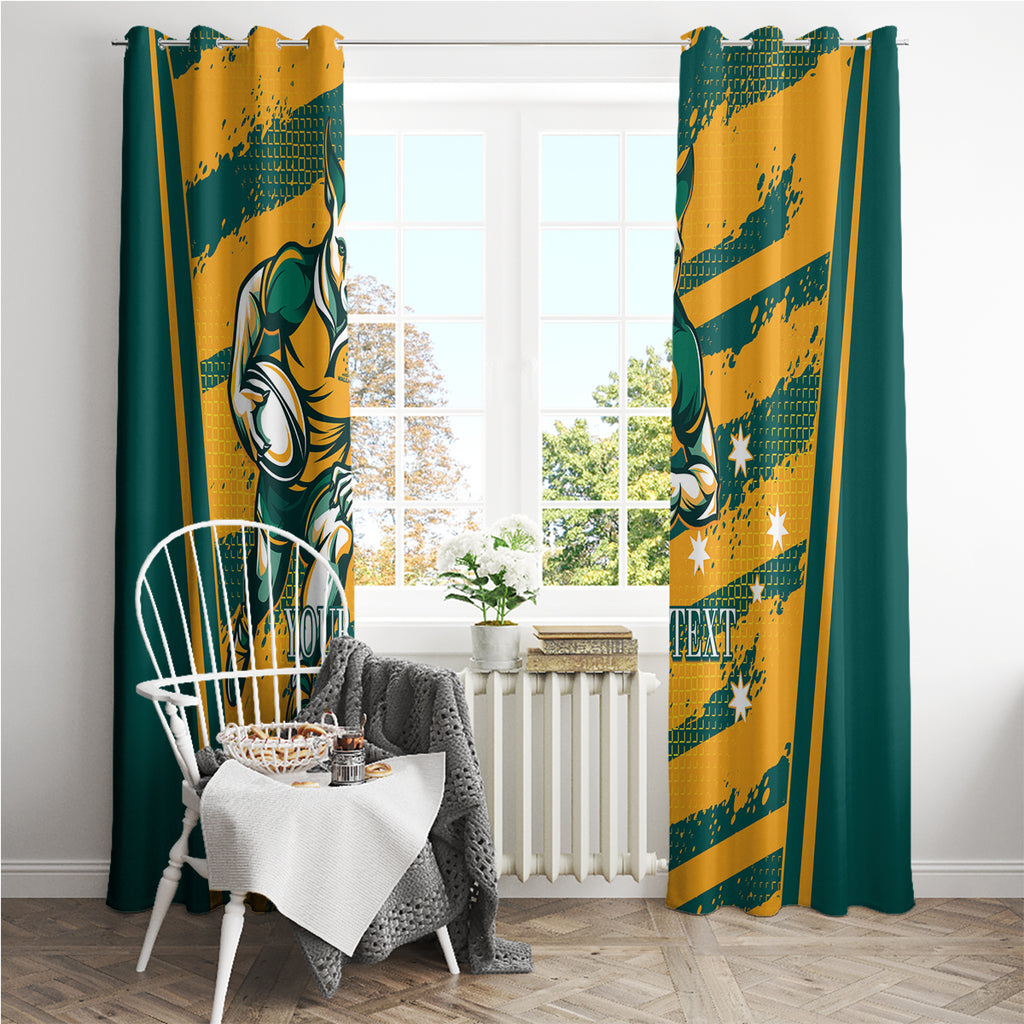 Custom Australia Rugby Window Curtain Wallabies Mascots Indigenous Aboriginal Version
