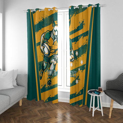 Custom Australia Rugby Window Curtain Wallabies Mascots Indigenous Aboriginal Version