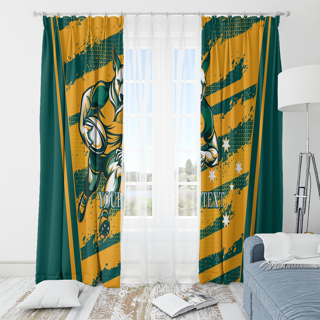 Custom Australia Rugby Window Curtain Wallabies Mascots Indigenous Aboriginal Version