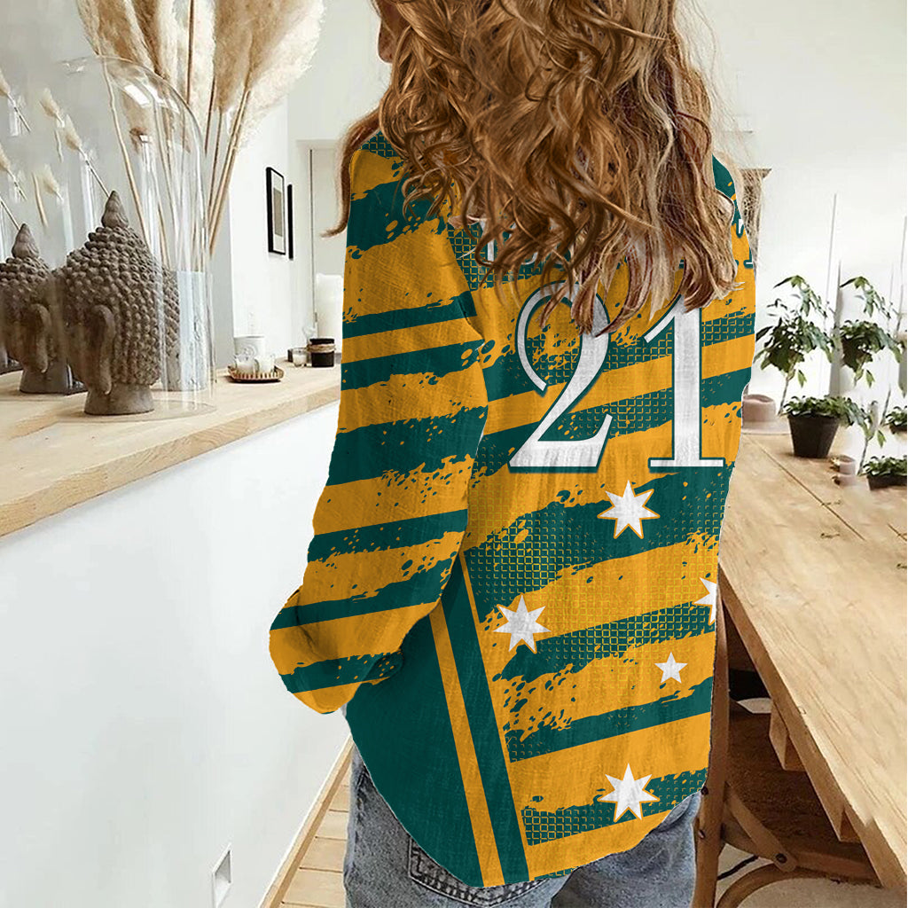 Custom Australia Rugby Women Casual Shirt Wallabies Mascots Indigenous Aboriginal Version